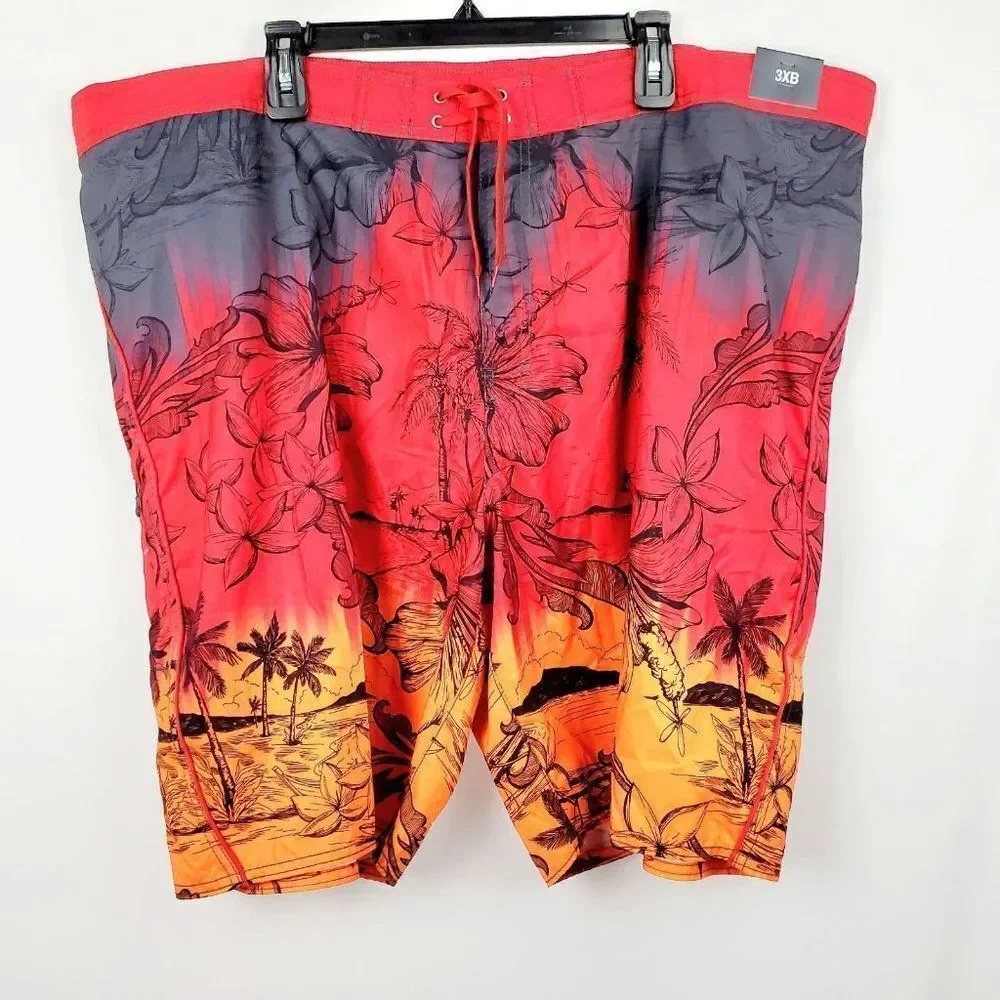 NWT Roundtree & Yorke Swimwear Big sz 3XB red board shorts